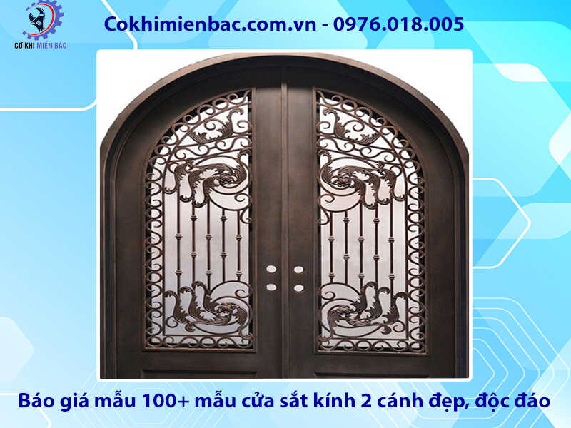 Báo giá mẫu 100+ mẫu cửa sắt kính 2 cánh đẹp, độc đáo