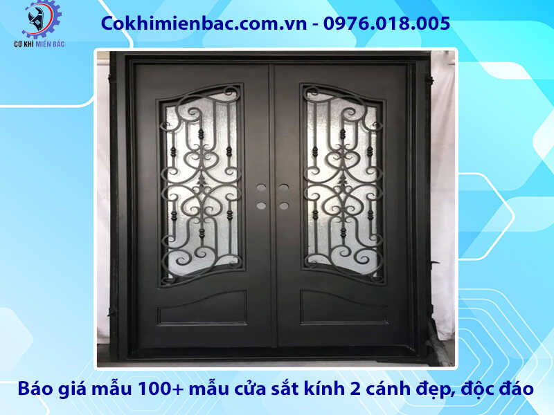 Báo giá mẫu 100+ mẫu cửa sắt kính 2 cánh đẹp, độc đáo