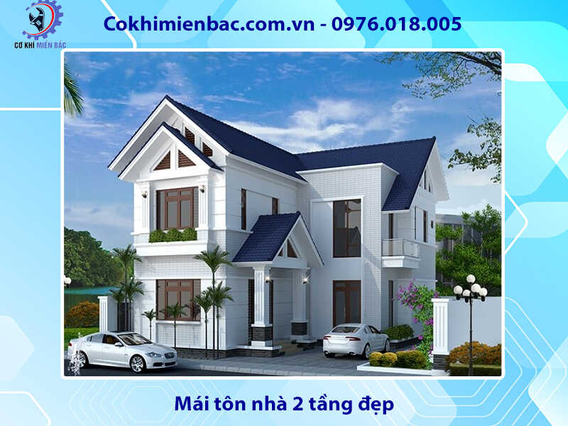 Mái tôn nhà 2 tầng đẹp