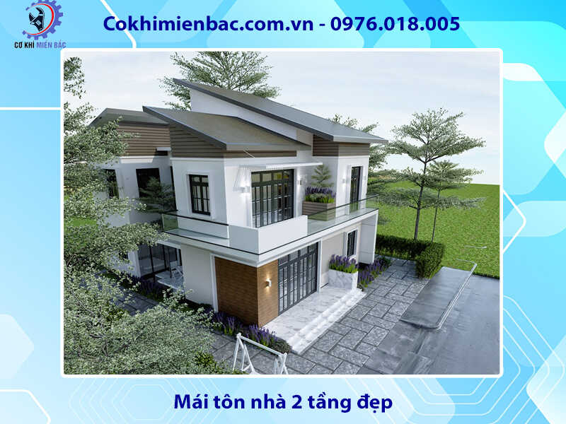 Mái tôn nhà 2 tầng đẹp