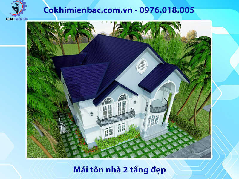 Mái tôn nhà 2 tầng đẹp