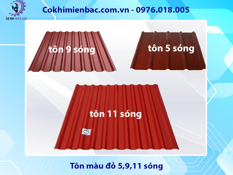 Tôn màu đỏ 5,9,11 sóng