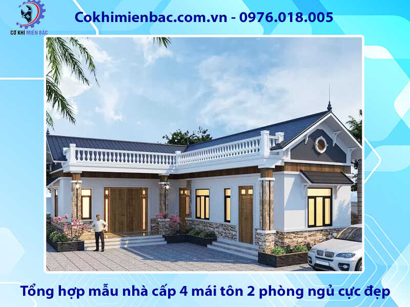 Tổng hợp mẫu nhà cấp 4 mái tôn 2 phòng ngủ cực đẹp