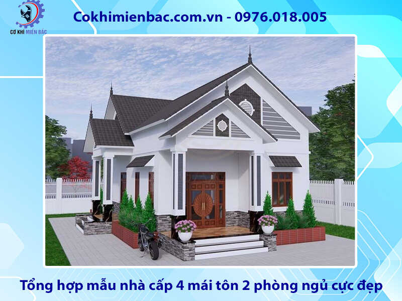 Tổng hợp mẫu nhà cấp 4 mái tôn 2 phòng ngủ cực đẹp