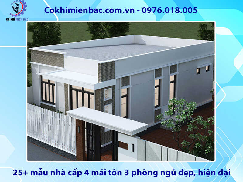 25+ mẫu nhà cấp 4 mái tôn 3 phòng ngủ đẹp, hiện đại