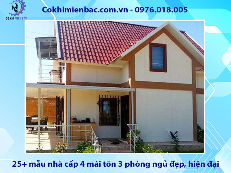 25+ mẫu nhà cấp 4 mái tôn 3 phòng ngủ đẹp, hiện đại