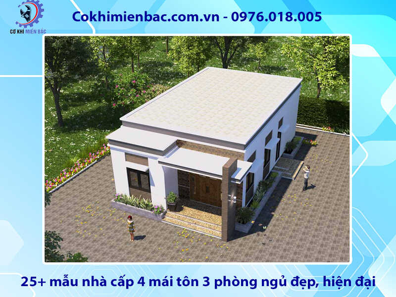 25+ mẫu nhà cấp 4 mái tôn 3 phòng ngủ đẹp, hiện đại