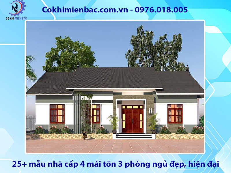 25+ mẫu nhà cấp 4 mái tôn 3 phòng ngủ đẹp, hiện đại