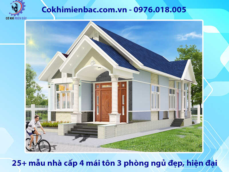 25+ mẫu nhà cấp 4 mái tôn 3 phòng ngủ đẹp, hiện đại