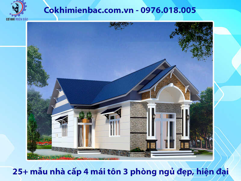 25+ mẫu nhà cấp 4 mái tôn 3 phòng ngủ đẹp, hiện đại