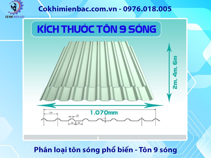 Kích thước tôn sóng đúng chuẩn mới nhất hiện nay - Tôn 9 sóng