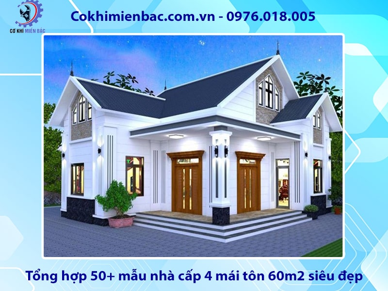 Nhà cấp 4 mái tôn 60m2 có 3 phòng ngủ