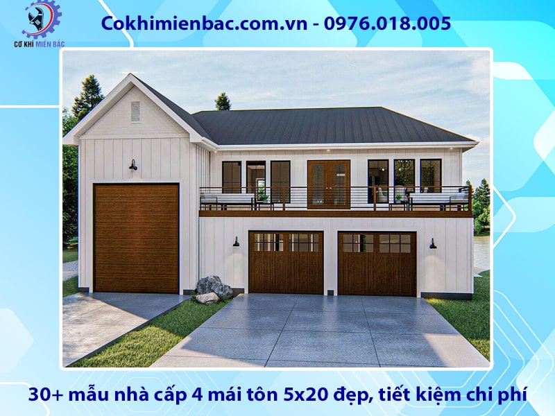 30+ mẫu nhà cấp 4 mái tôn 5x20 đẹp, tiết kiệm chi phí