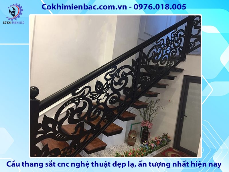 Cầu thang sắt cnc nghệ thuật đẹp lạ, ấn tượng nhất hiện nay