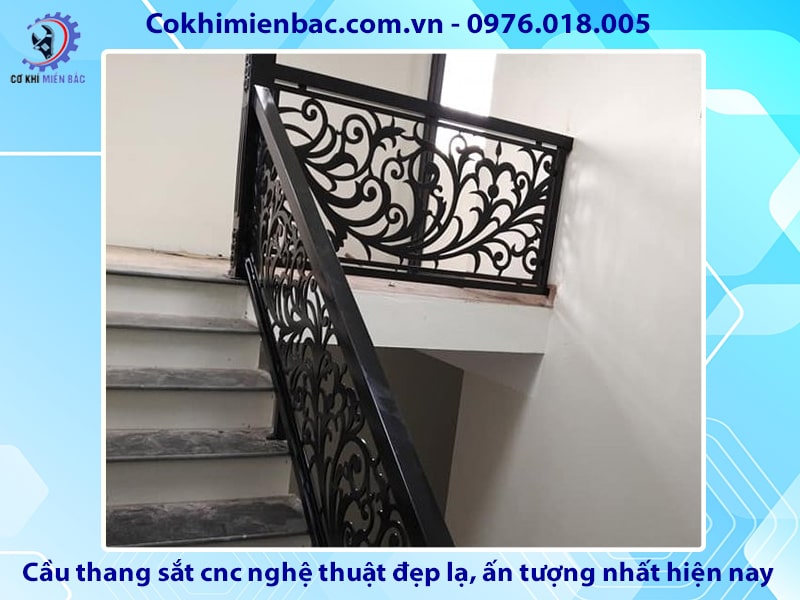 Cầu thang sắt cnc nghệ thuật đẹp lạ, ấn tượng nhất hiện nay