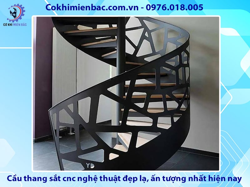 Cầu thang sắt cnc nghệ thuật đẹp lạ, ấn tượng nhất hiện nay