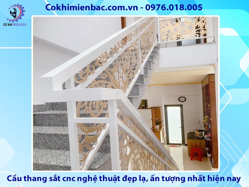 Cầu thang sắt cnc nghệ thuật đẹp lạ, ấn tượng nhất hiện nay