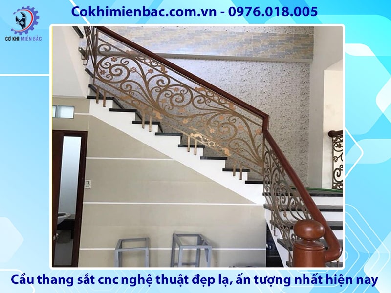 Cầu thang sắt cnc nghệ thuật đẹp lạ, ấn tượng nhất hiện nay