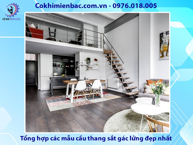 Tổng hợp các mẫu cầu thang sắt gác lửng đẹp nhất 2024