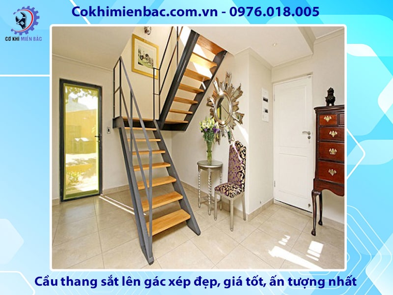 Cầu thang sắt lên gác xép đẹp, giá tốt, ấn tượng nhất 2024