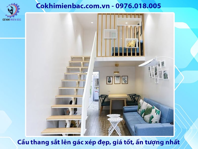 Cầu thang sắt lên gác xép đẹp, giá tốt, ấn tượng nhất 2024