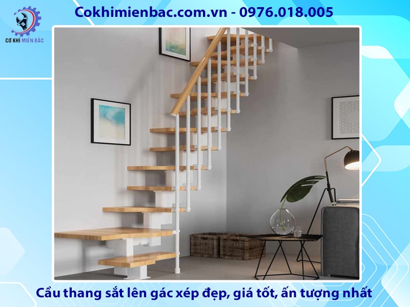 Cầu thang sắt lên gác xép đẹp, giá tốt, ấn tượng nhất 2024