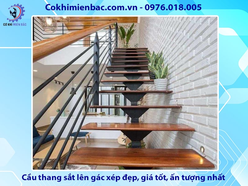 Cầu thang sắt lên gác xép đẹp, giá tốt, ấn tượng nhất 2024