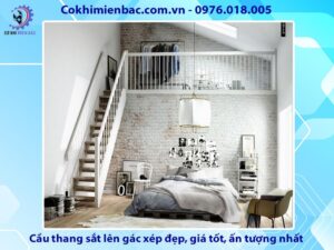 Cầu thang sắt lên gác xép đẹp, giá tốt, ấn tượng nhất 2024