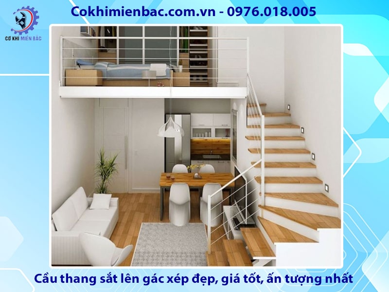 Cầu thang sắt lên gác xép đẹp, giá tốt, ấn tượng nhất 2024