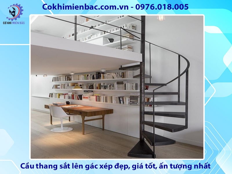 Cầu thang sắt lên gác xép đẹp, giá tốt, ấn tượng nhất 2024