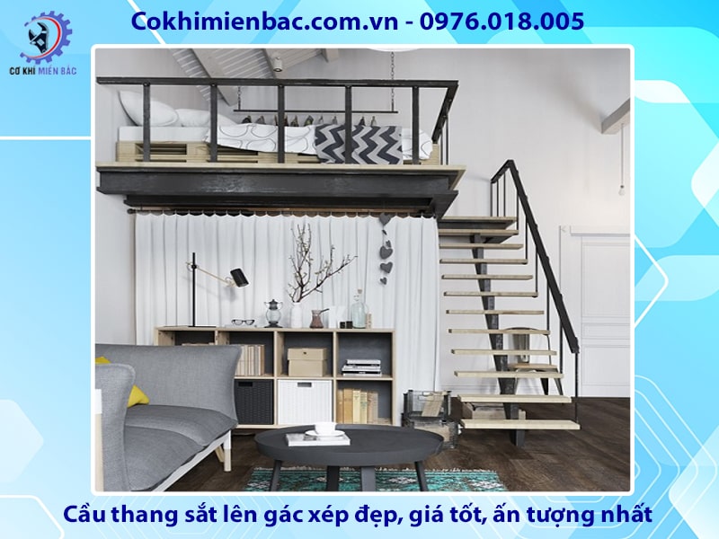 Cầu thang sắt lên gác xép đẹp, giá tốt, ấn tượng nhất 2024