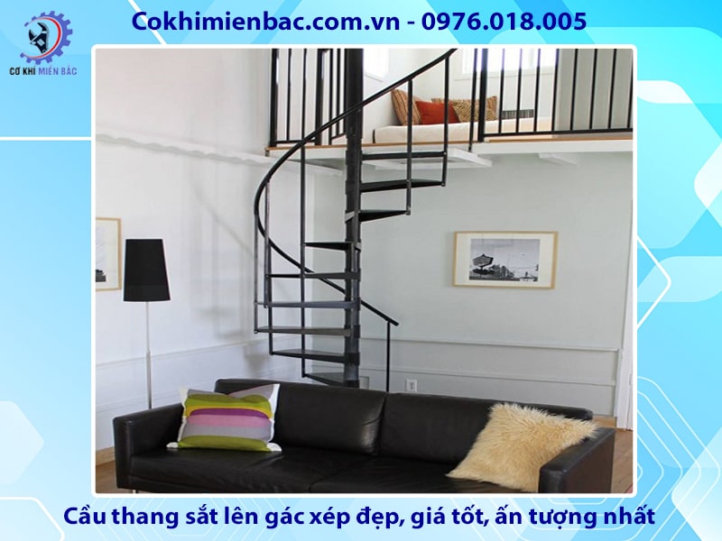 Cầu thang sắt lên gác xép đẹp, giá tốt, ấn tượng nhất 2024