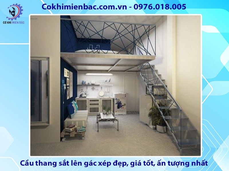 Cầu thang sắt lên gác xép đẹp, giá tốt, ấn tượng nhất 2024