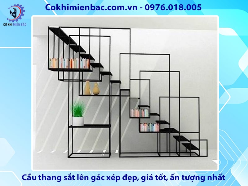 Cầu thang sắt lên gác xép đẹp, giá tốt, ấn tượng nhất 2024