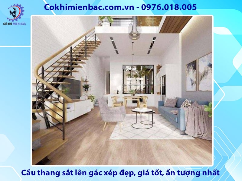 Cầu thang sắt lên gác xép đẹp, giá tốt, ấn tượng nhất 2024