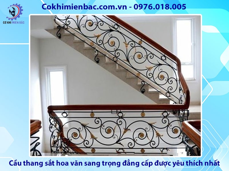 Cầu thang sắt hoa văn sang trọng, đẳng cấp được yêu thích nhất