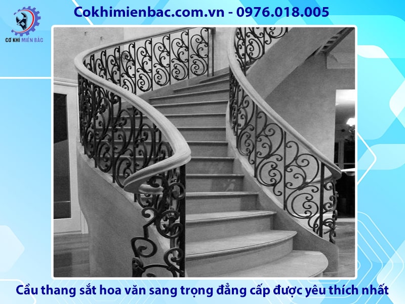 Cầu thang sắt hoa văn sang trọng, đẳng cấp được yêu thích nhất 