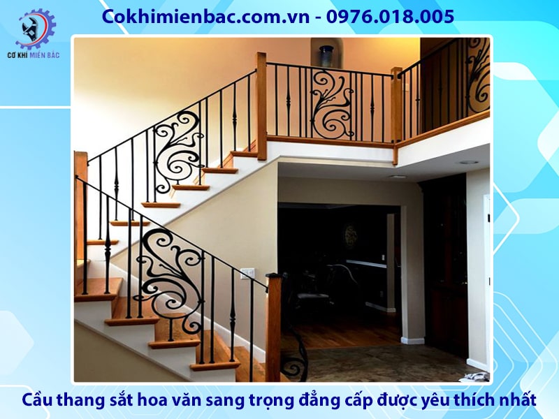 Cầu thang sắt hoa văn sang trọng, đẳng cấp được yêu thích nhất