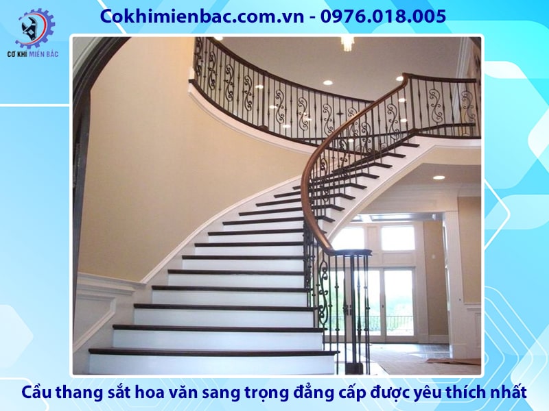 Cầu thang sắt hoa văn sang trọng, đẳng cấp được yêu thích nhất