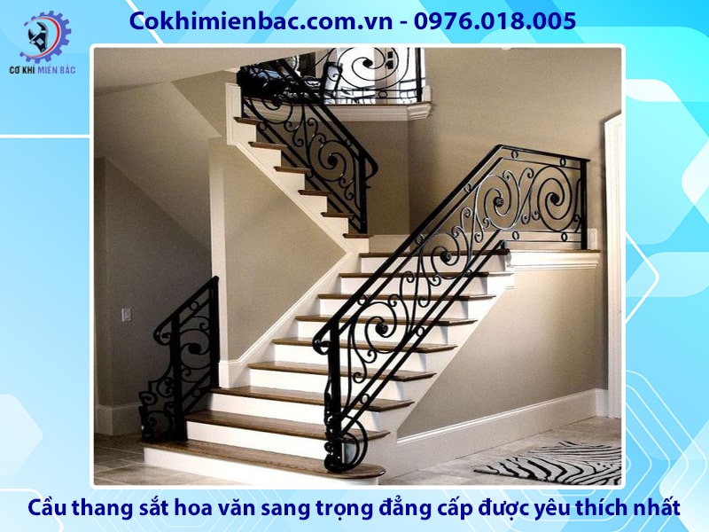 Cầu thang sắt hoa văn sang trọng, đẳng cấp được yêu thích nhất 