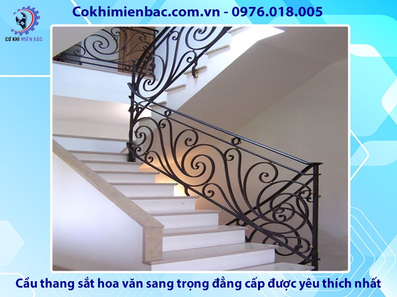 Cầu thang sắt hoa văn sang trọng, đẳng cấp được yêu thích nhất 