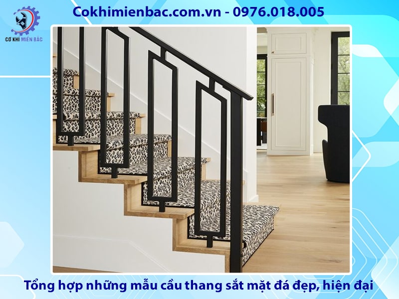 Tổng hợp những mẫu cầu thang sắt mặt đá đẹp, hiện đại