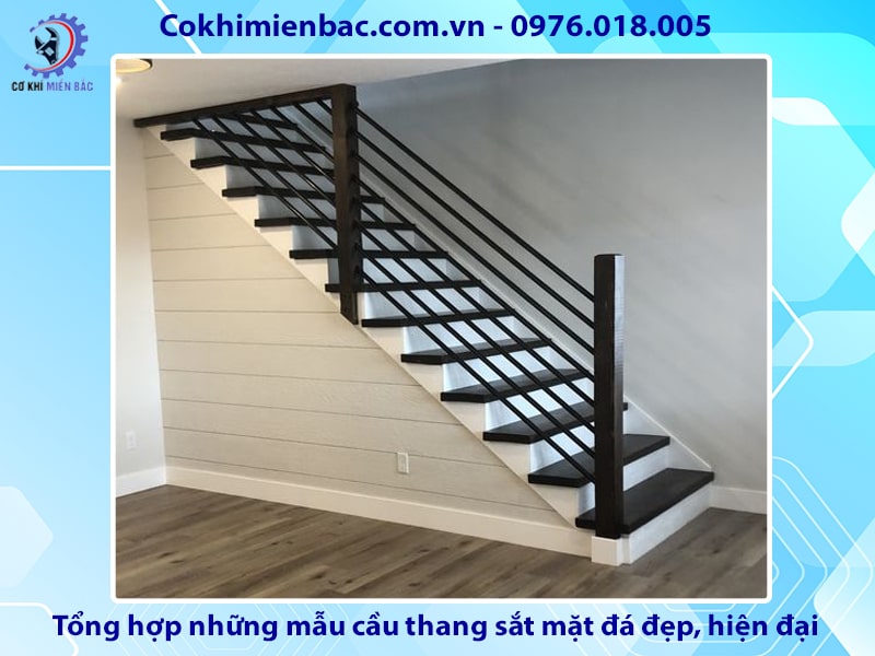 Tổng hợp những mẫu cầu thang sắt mặt đá đẹp, hiện đại