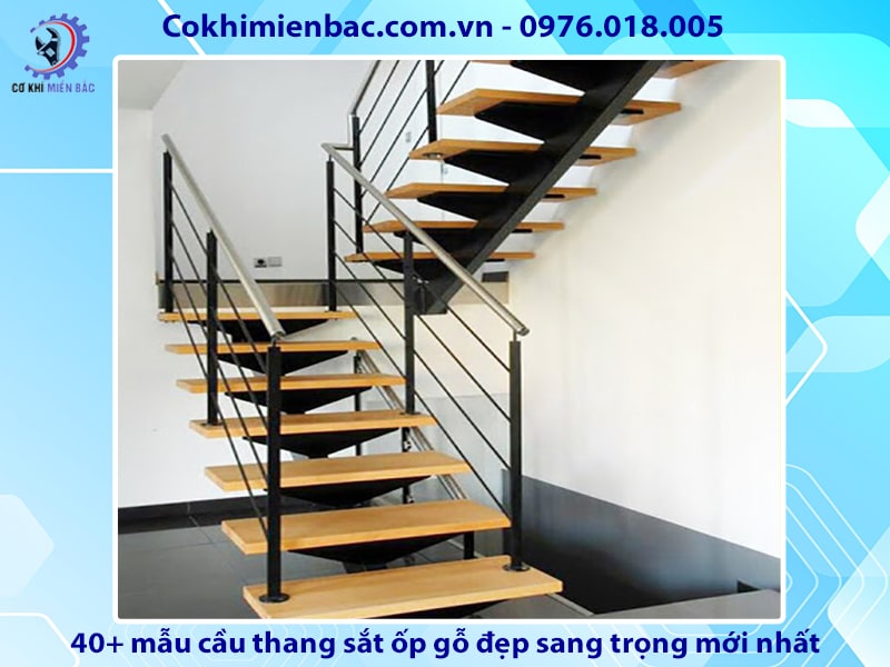 40+ mẫu cầu thang sắt ốp gỗ đẹp sang trọng mới nhất năm 2024