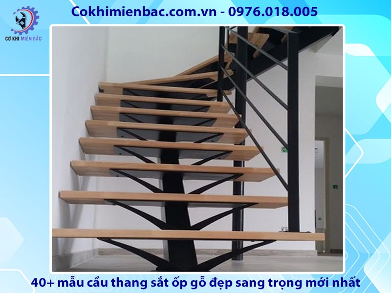 40+ mẫu cầu thang sắt ốp gỗ đẹp sang trọng mới nhất năm 2024