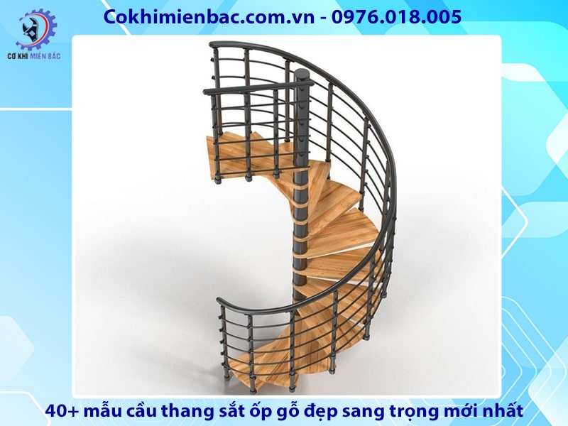 40+ mẫu cầu thang sắt ốp gỗ đẹp sang trọng mới nhất năm 2024