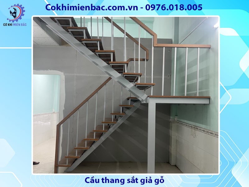 Cầu thang sắt giả gỗ