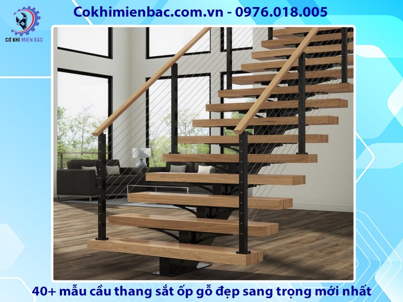 40+ mẫu cầu thang sắt ốp gỗ đẹp sang trọng mới nhất năm 2024