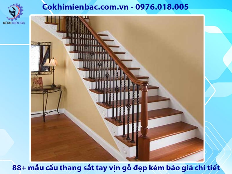 88+ cầu thang sắt tay vịn gỗ đẹp kèm báo giá chi tiết 2024