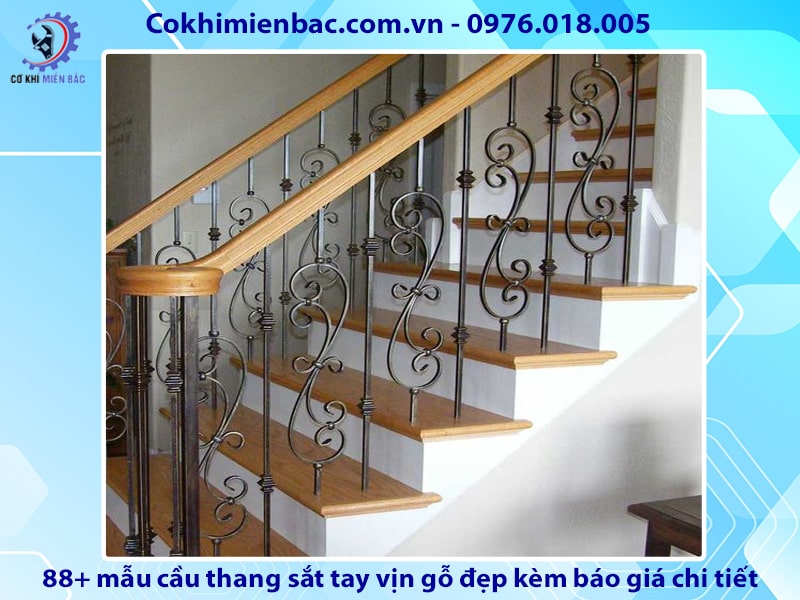 88+ cầu thang sắt tay vịn gỗ đẹp kèm báo giá chi tiết 2024